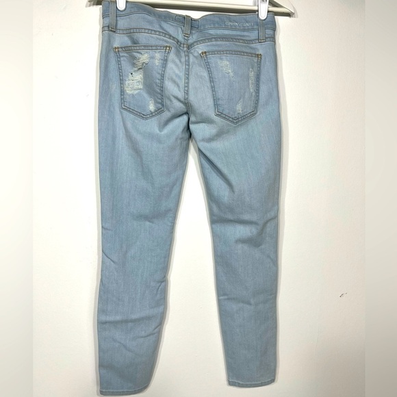Current Elliott the stiletto chalky indigo shredded jeans light blue 26 - Picture 2 of 10